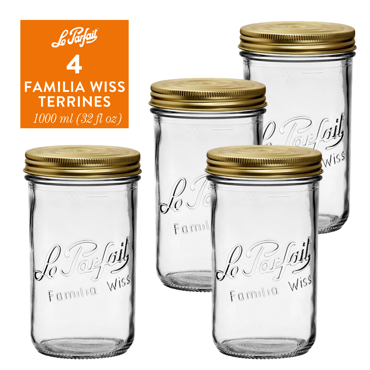 Le Parfait Familia Wiss Terrines - Glass Jars with 2-Piece Lids for Use with ChouAmi (Pack of one)