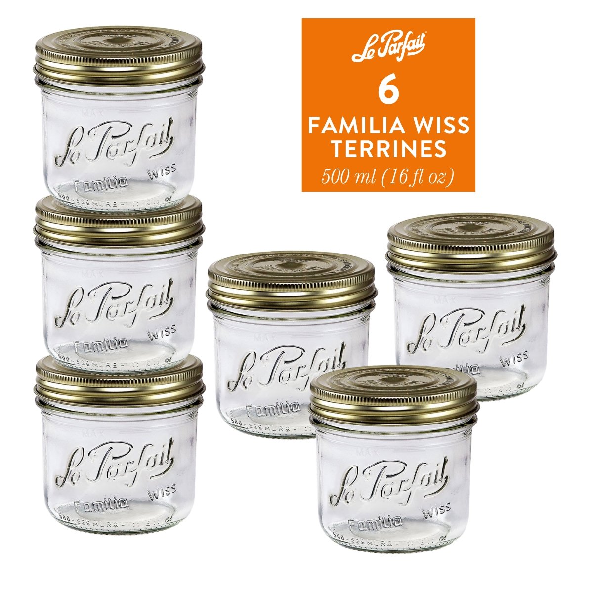 Le Parfait Familia Wiss Terrines - Glass Jars with 2-Piece Lids for Use with ChouAmi