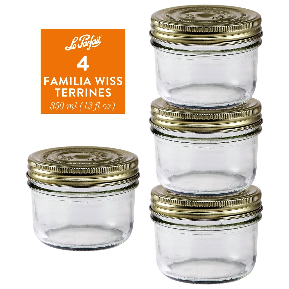 Le Parfait Familia Wiss Terrines - Glass Jars with 2-Piece Lids for Use with ChouAmi