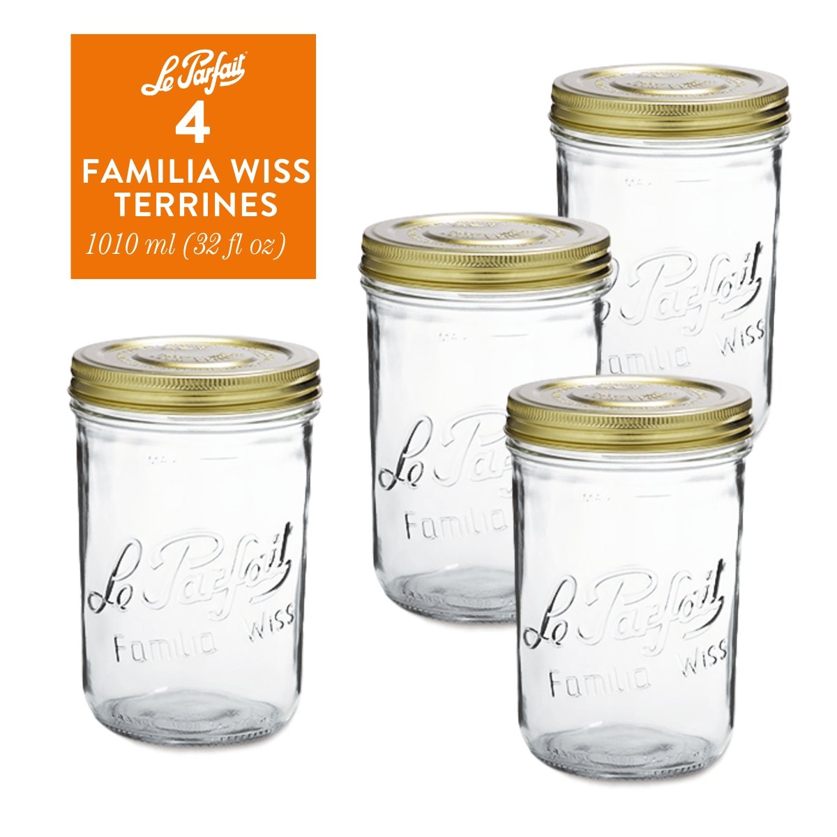 Le Parfait Familia Wiss Terrines - Glass Jars with 2-Piece Lids for Use with ChouAmi