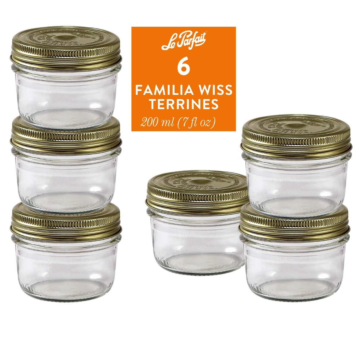 Le Parfait Familia Wiss Terrines - Glass Jars with 2-Piece Lids for Use with ChouAmi