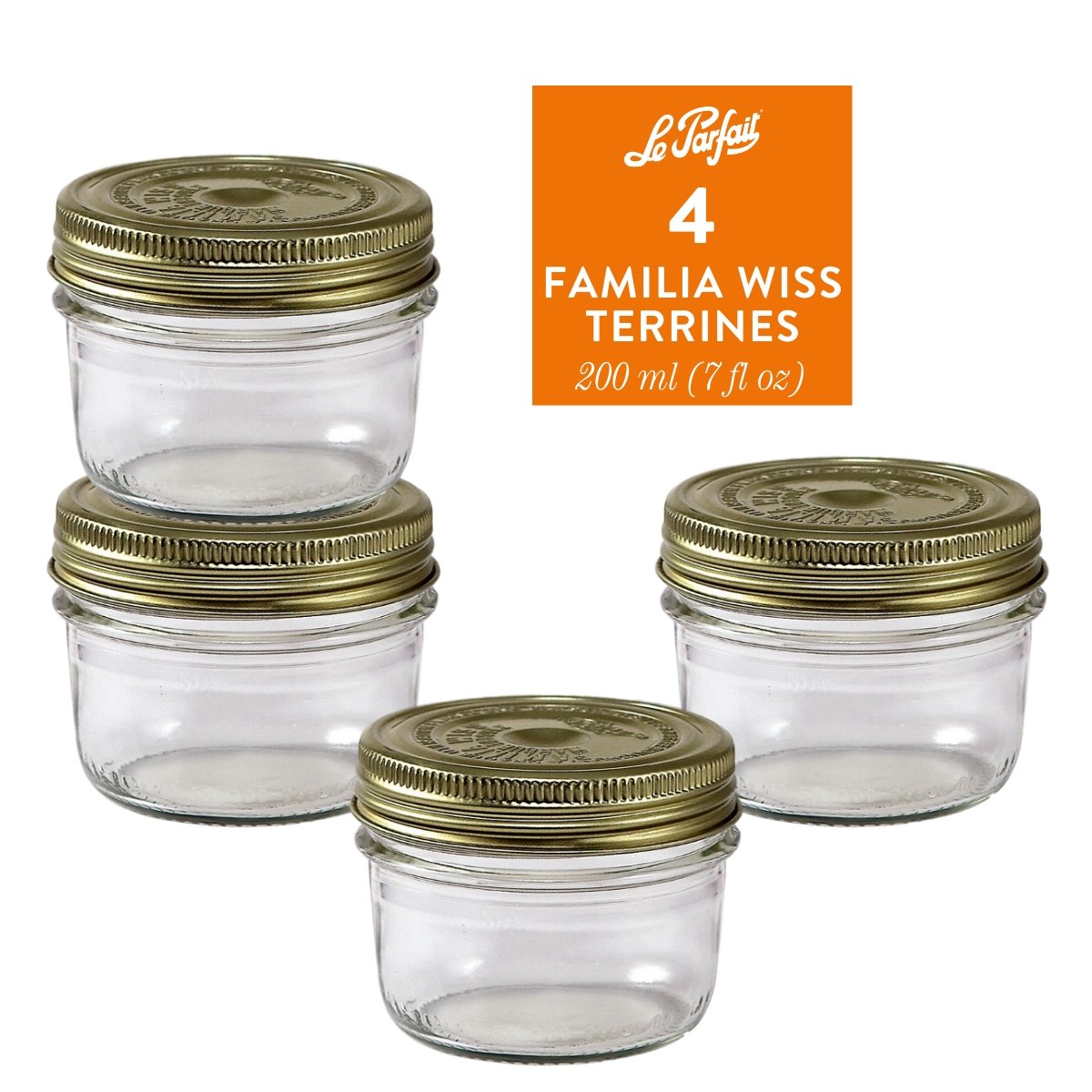 Le Parfait Familia Wiss Terrines - Glass Jars with 2-Piece Lids for Use with ChouAmi