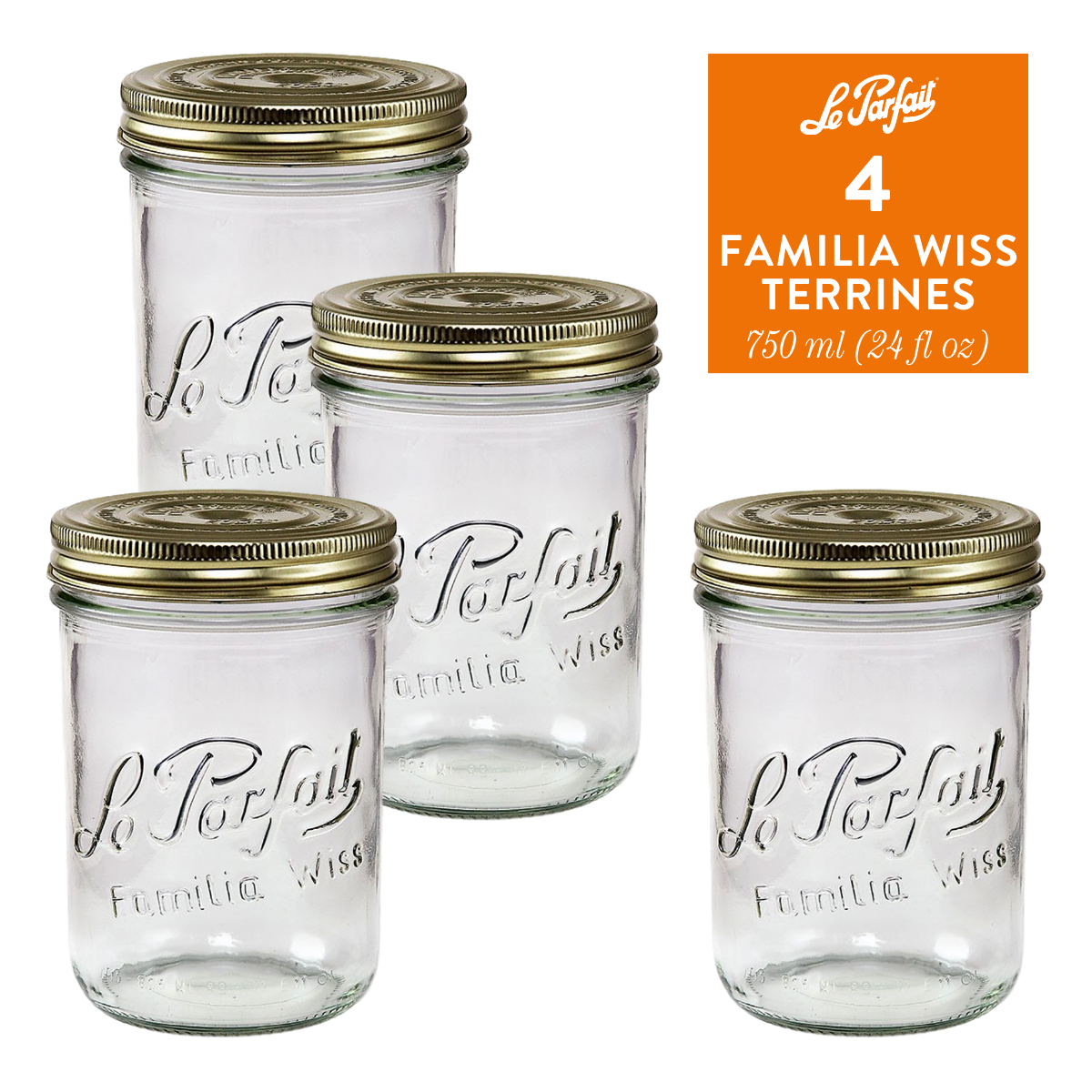 Le Parfait Familia Wiss Terrines - Glass Jars with 2-Piece Lids for Use with ChouAmi (Pack of one)