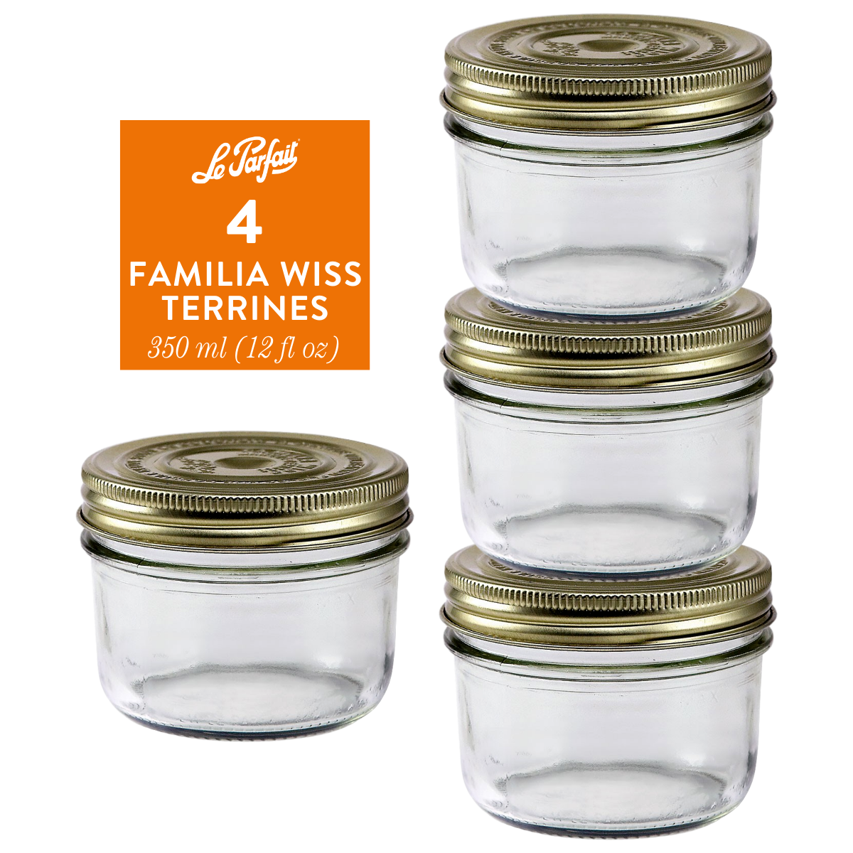 Le Parfait Familia Wiss Terrines - Glass Jars with 2-Piece Lids for Use with ChouAmi (Pack of one)