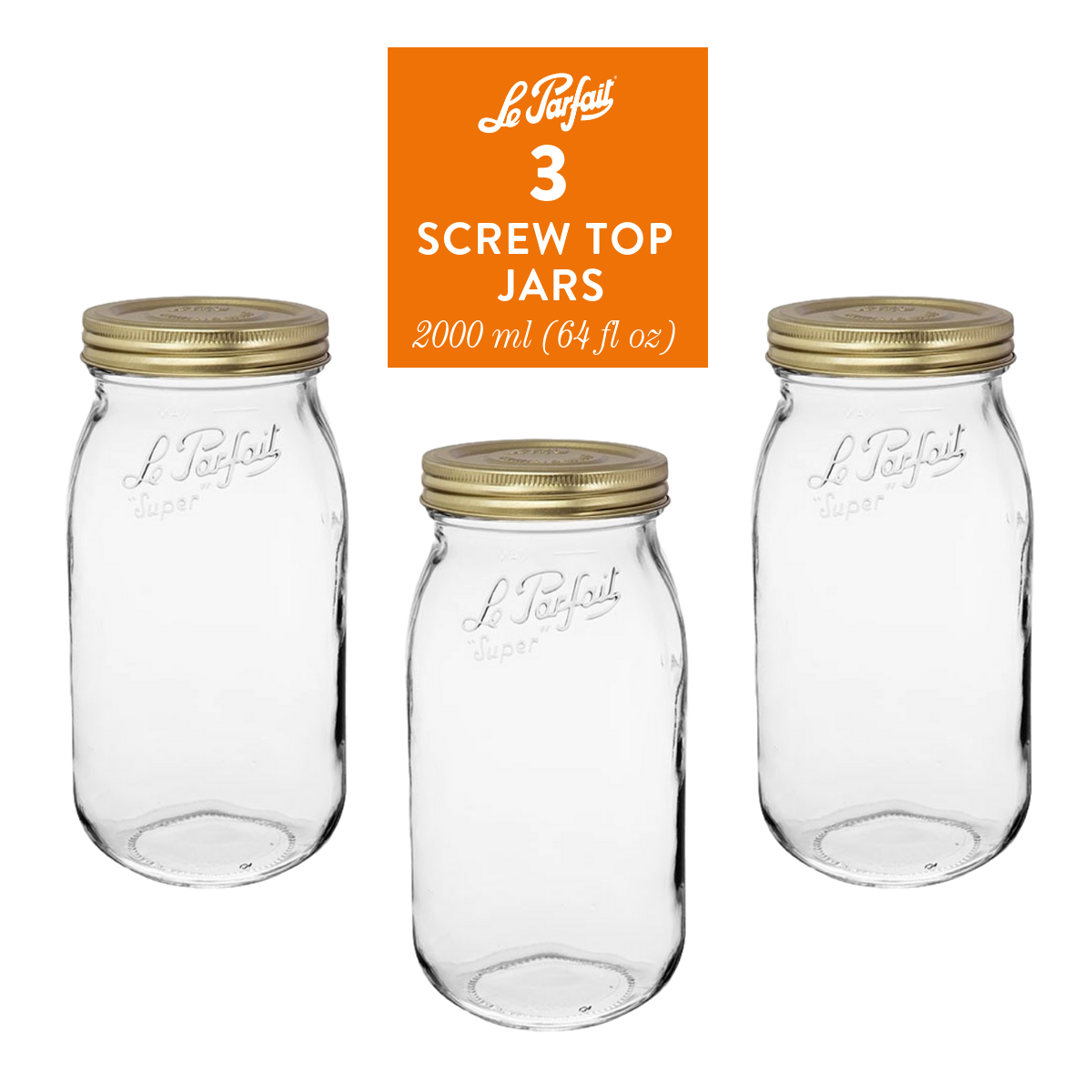 Le Parfait Screw Top Glass Jars for Use with ChouAmi (Packs of one)